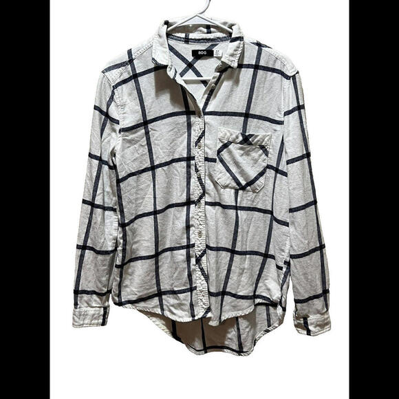 Urban Outfitters BDG Blue Plaid Flannel Button Down Tunic Shirt Small - Picture 1 of 3